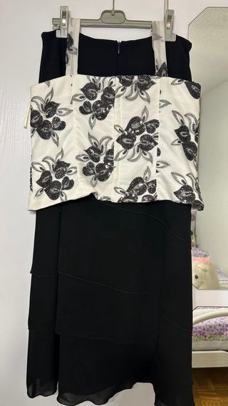 Traje de fiesta blanco y negro