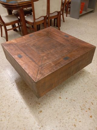 Mesa de centro bronce y madera