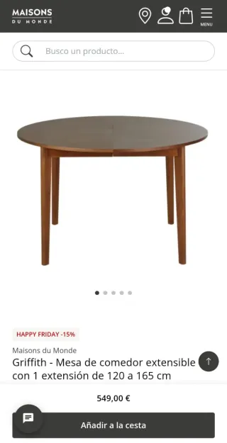 Mesa comedor extensible Maisons du Monde