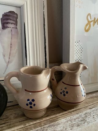 Set 2 Brocche Ceramica Beige Blu