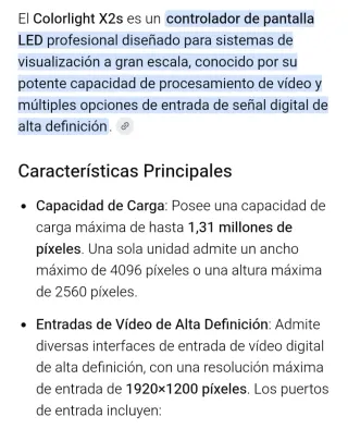 Controlador de paneles LED Color Colorlight X2s