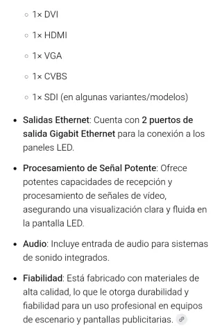 Controlador de paneles LED Color Colorlight X2s