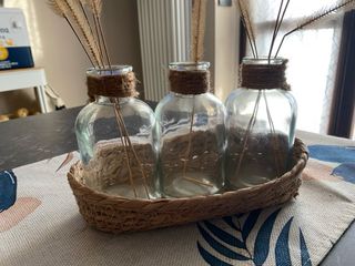 Set 3 vasi in vetro con erba secca