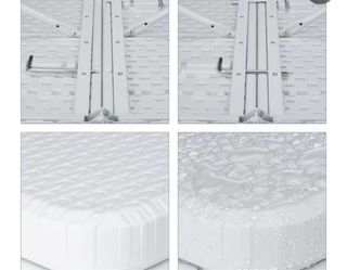 Mesa plegable blanca para jardín