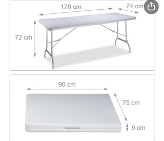 Mesa plegable blanca para jardín