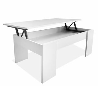 Mesa centro elevable y extensible blanca