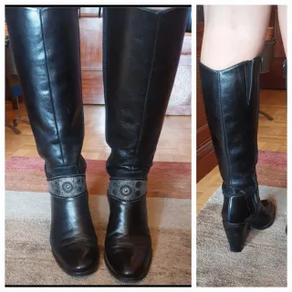 Botas altas de piel negras