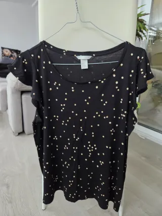 Camiseta H&M lunares beige y negro talla M