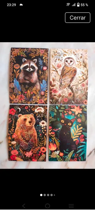 Lote 12 Postales Arte Animales y Naturaleza