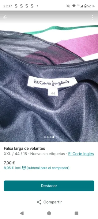 Falda larga volantes El Corte Inglés XXL