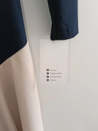 Vestido fiesta azul y beige