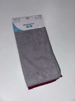 2 Paños Microfibra Gris y Rojo 30x30cm