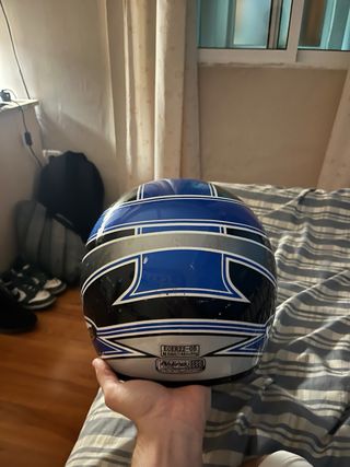 Casco de moto Nitro azul y blanco