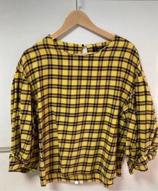 Camisa Zara cuadros amarilla talla M