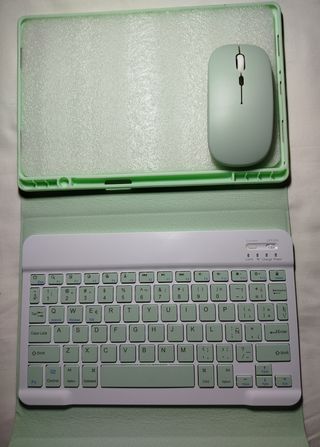 Funda tablet y ratón verde agua