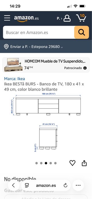 Mueble TV blanco brillantey plateado