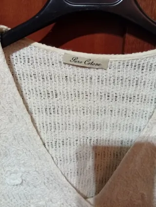 Camicetta Positano bianca con riga jeans celeste