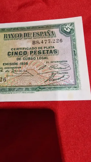 Billete 5 Pesetas Banco de España 1935