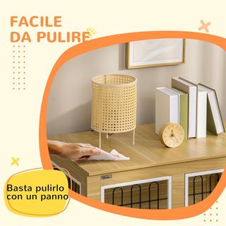 Jaula para Perros Tamaño Mediano y Grande Máx. 25 Kg Para Interior, Caseta para Perros Con 2 Puertas Bloqueables, Patas Regulables y Cojín Lavable, 90X58X65 Cm, Roble