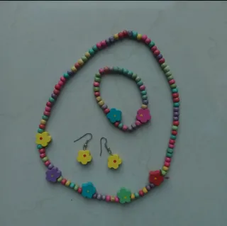 Conjunto Bijuteria Infantil Flores Coloridas