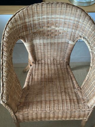 Juego de 2 Sillas Ratán/Bambú Beige/Marrón.