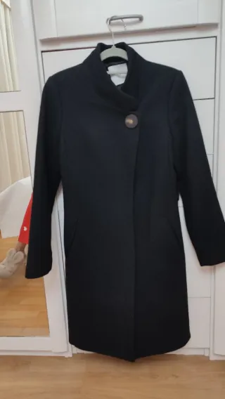 Abrigo Mango Lana Negro