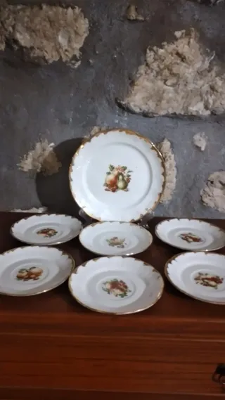 Servizio torta vintage porcellana oro