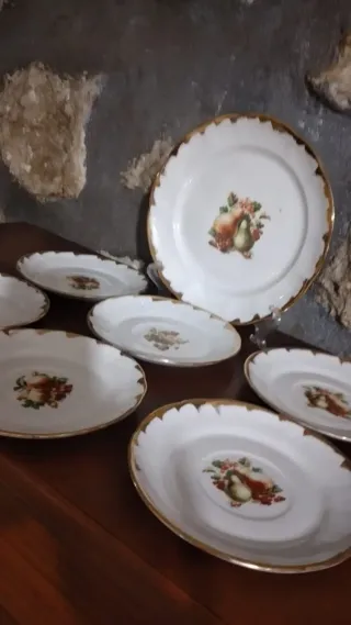 Servizio torta vintage porcellana oro