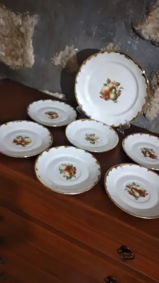 Servizio torta vintage porcellana oro