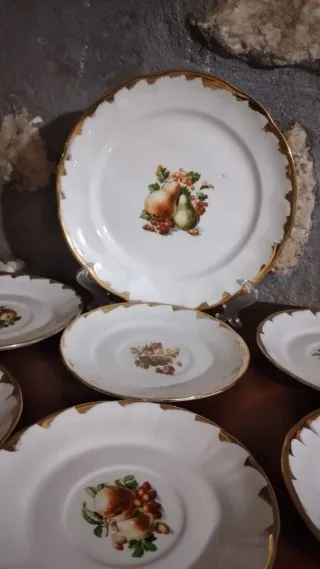 Servizio torta vintage porcellana oro