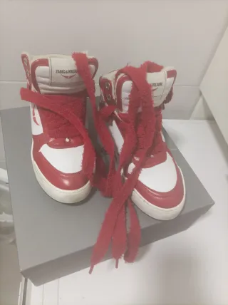 Zadig & Voltaire Piel Talla 37 Roja/Blanca