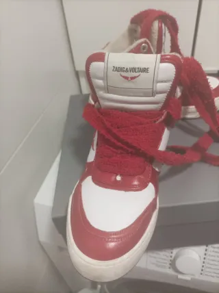 Zadig & Voltaire Piel Talla 37 Roja/Blanca