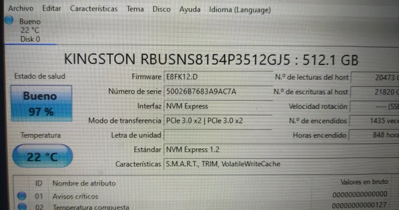 Disco Duro Kingston 512GB M.2 NVMe afbeelding 3