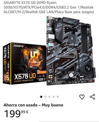 Placa base GIGABYTE X570 UD (AMD Ryzen 5000/X570/ATX/PCIe4.0/DDR4/USB3.2 Gen 1/Realtek ALC887/M.2/Realtek GbE LAN/Placa Base para Juegos)