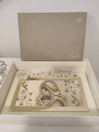 Quadretto Madre e Bambino Decorato Oro