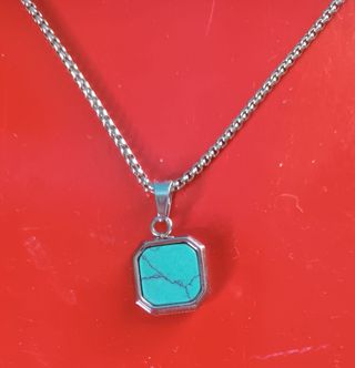 Collana Unisex Acciaio Inox con Pietra Verde