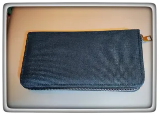 Cartera billetera grande negra/gris oscuro