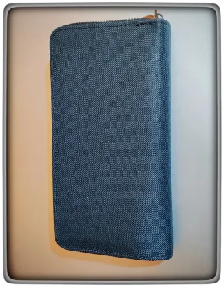 Cartera billetera grande negra/gris oscuro