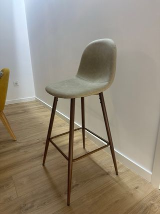4 Taburetes altos cocina beige/topo