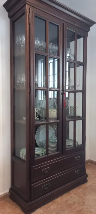 Vitrina de madera y cristal