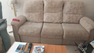 Chollo oportunidad sofás de tela beige 3 y 2 plaza