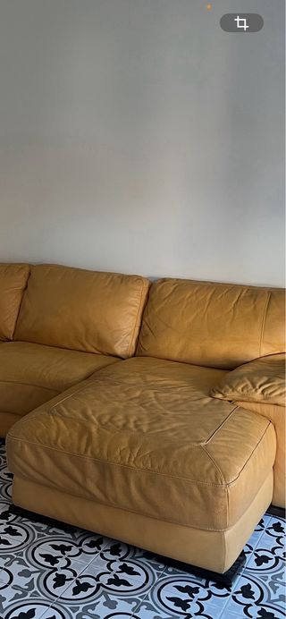 URGE VENDER Sofá Chaiselongue Amarillo de piel