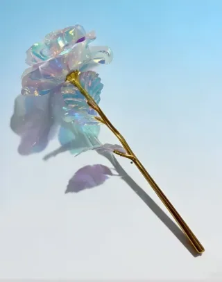 Rosa Eterna Decorativa Oro Trasparente