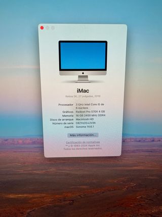 Imac 27 2019 i5 16GB RAM 1TB DISCO SSD 5K RETINA