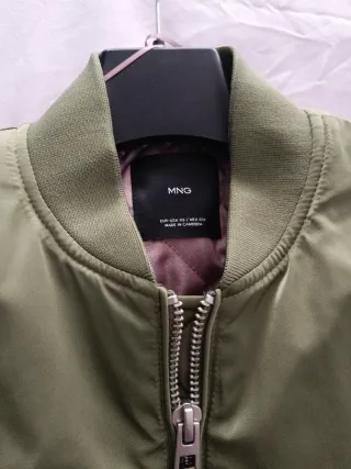 Chaqueta Bomber Mango Verde Talla XS