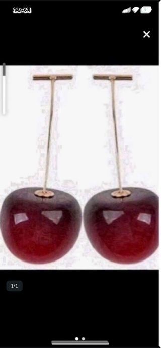 Pendientes Elegantes Cerezas Doradas Nuevos
