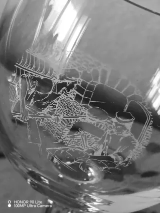 Coppia Calici Vino vetro  Inciso Vintage