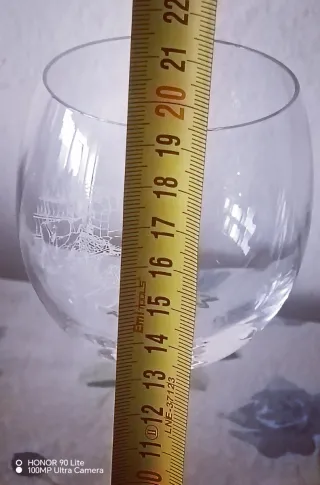 Coppia Calici Vino vetro  Inciso Vintage