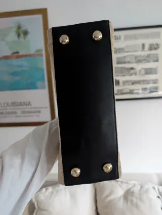 Bolso Uterqüe Piel y Rafia Elegante