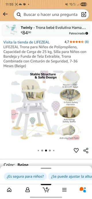 Trona bebé multifuncional Costway